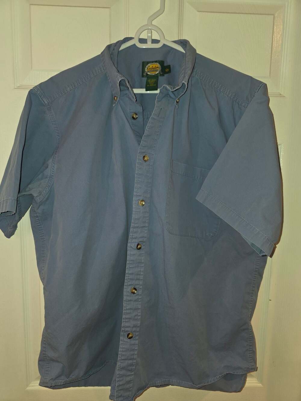 Cabelas Men's Short Sleeve Button Down Shirt, Blue, Size Large